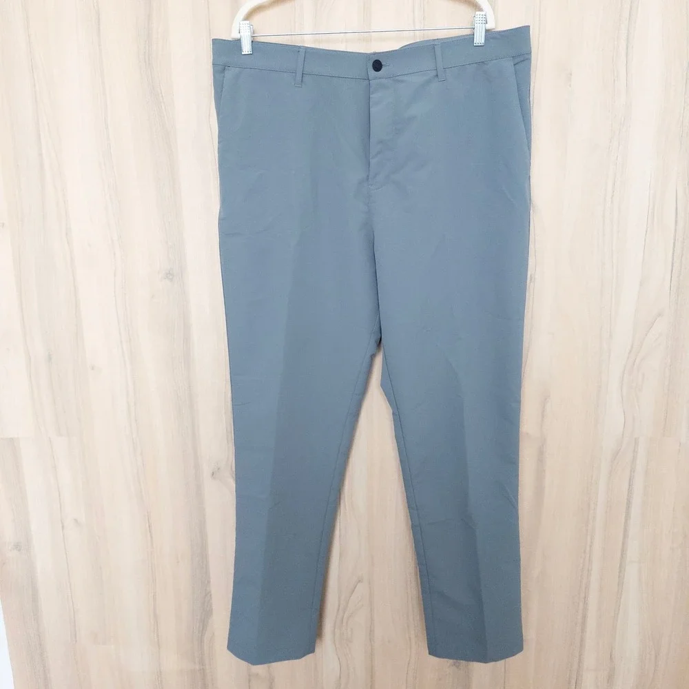 Banana Republic Mens Tech Pants 40x32‎ Gray Performance Flat Front Chino Office